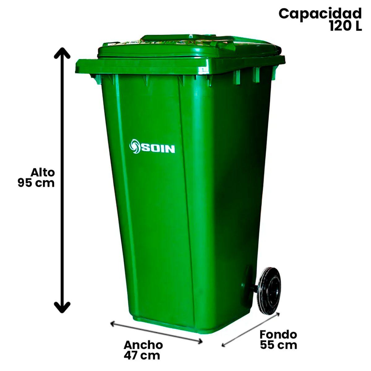 Contenedor de Basura con Ruedas 120L Verde-3