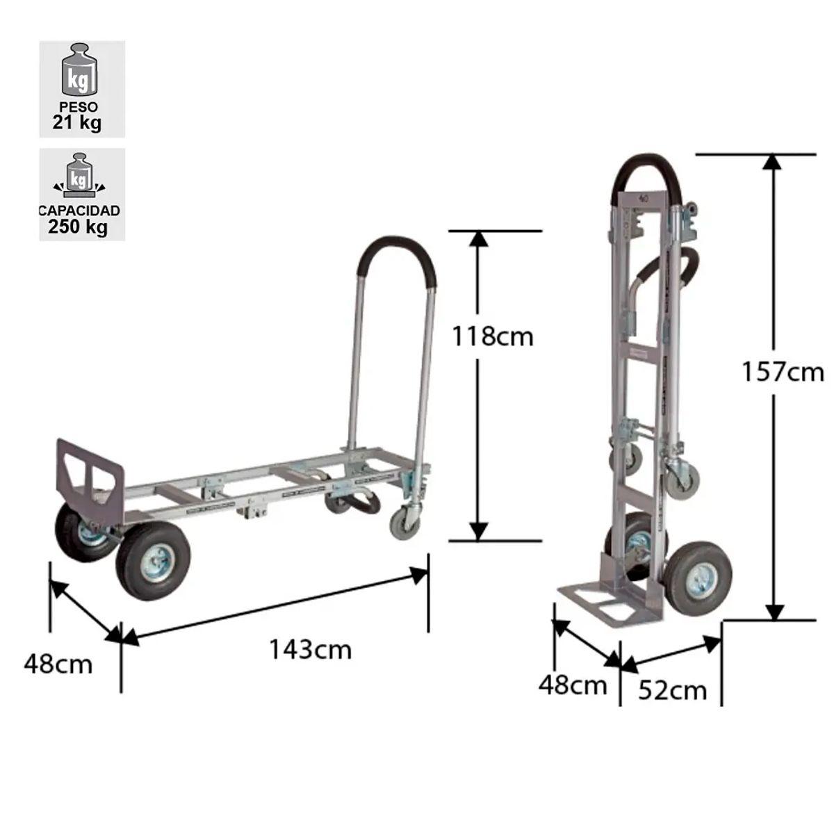 Carro de Carga Aluminio Dual Largo 250kg-1