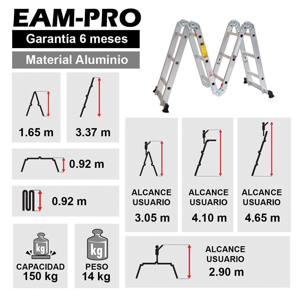 ESCALERA MULTIPROPOSITO ALUMINIO 12 PELDAÑOS 150 KG-2