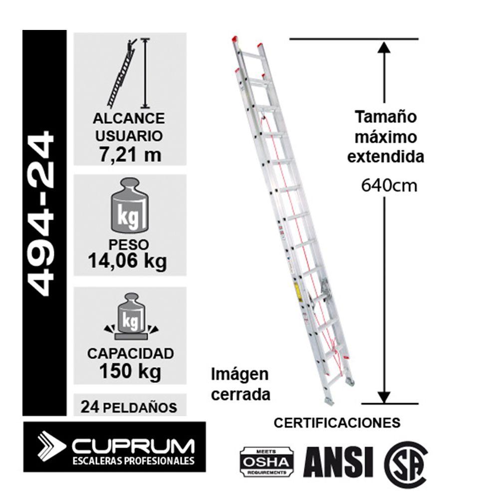 Escalera de Aluminio Tlescopica 24P CUPRUM-6