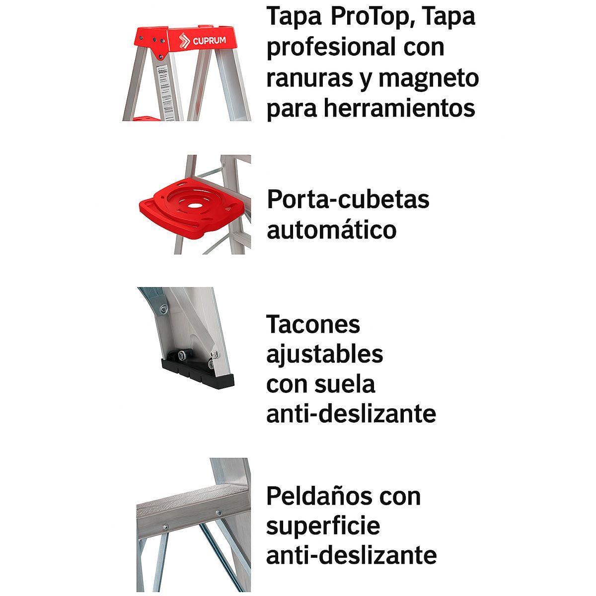 Escalera de Tijera Marca Cuprum de Aluminio 1,53mts-2