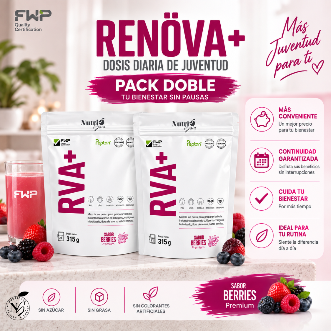 Pack 2x RENÖVA+ FWP Colágeno Hidrolizado Biopéptidos Activos Peptan® -1