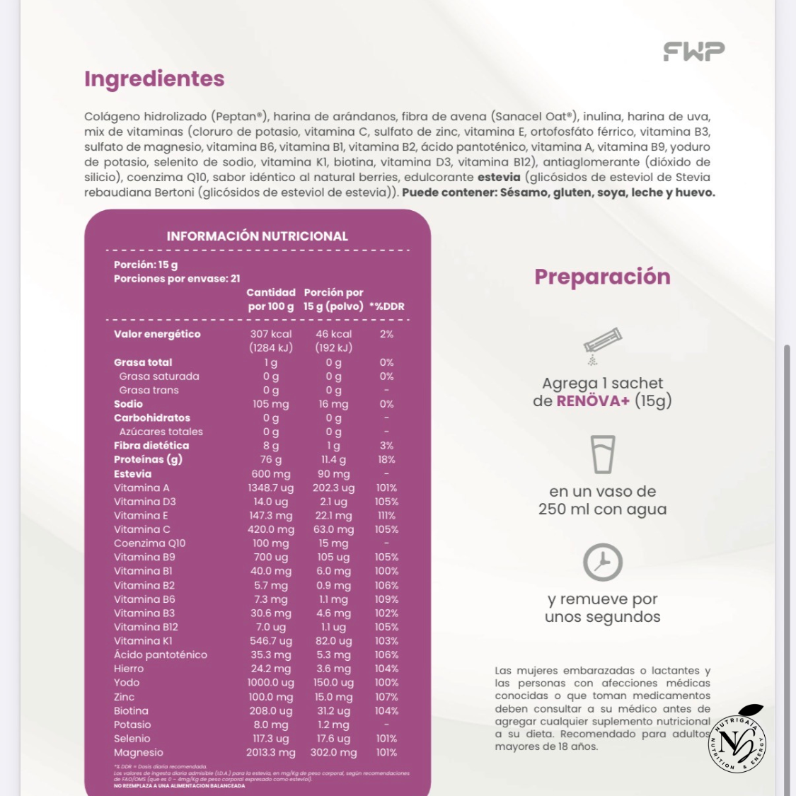 Pack 2x RENÖVA+ FWP Colágeno Hidrolizado Biopéptidos Activos Peptan® -6