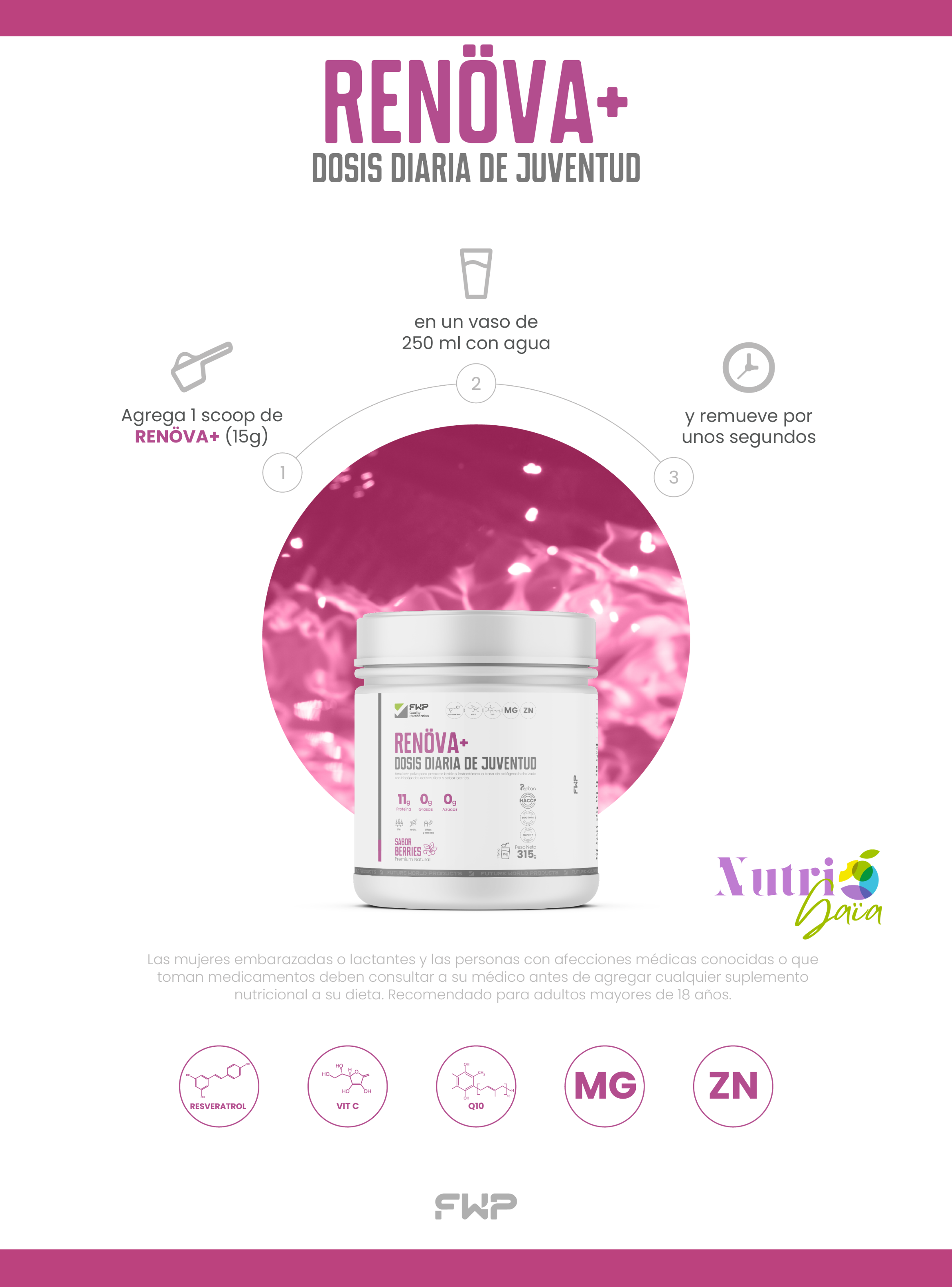 RENÖVA+ Colágeno Hidrolizado FWP Original 315g Q10-3