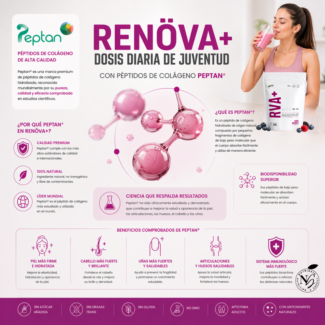 RENÖVA+ Colágeno Hidrolizado Peptan® FWP Original 315g Q10-5