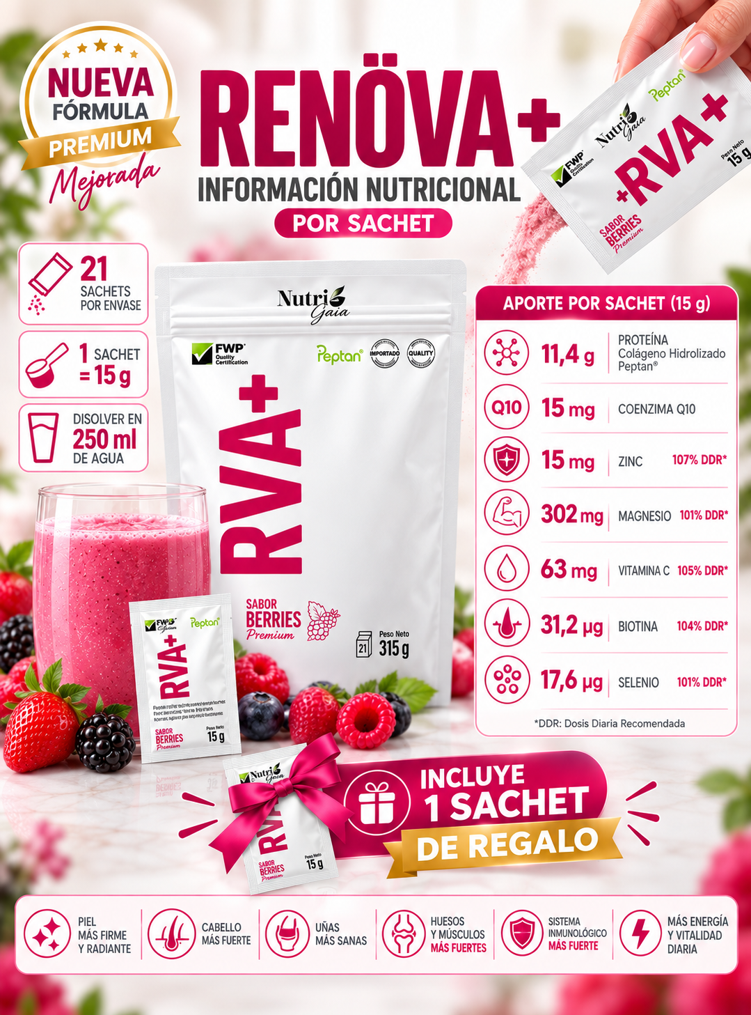 RENÖVA+ Colágeno Hidrolizado Peptan® FWP Original 315g Q10-2