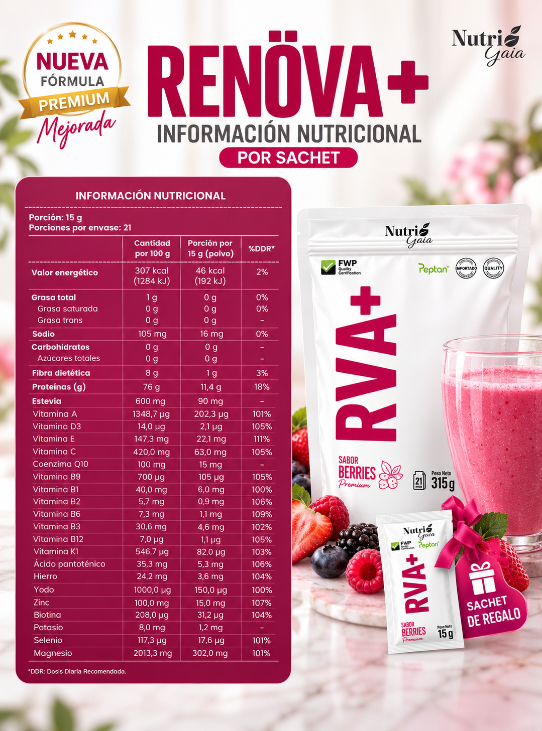 RENÖVA+ Colágeno Hidrolizado Peptan® FWP Original 315g Q10-3