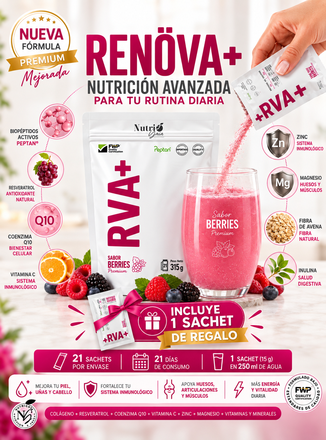 RENÖVA+ Colágeno Hidrolizado Peptan® FWP Original 315g Q10-4