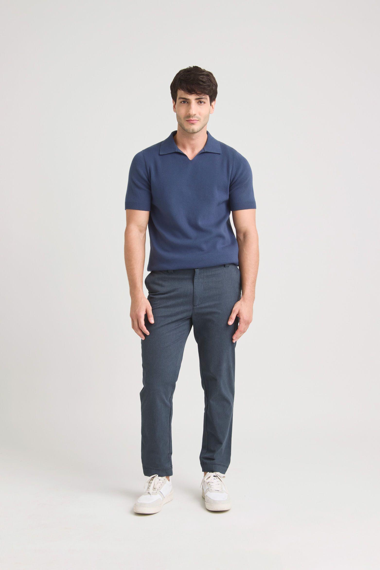 Vélez Pantalón Chad Para Hombre Acabado Soft Azul Oscuro-0