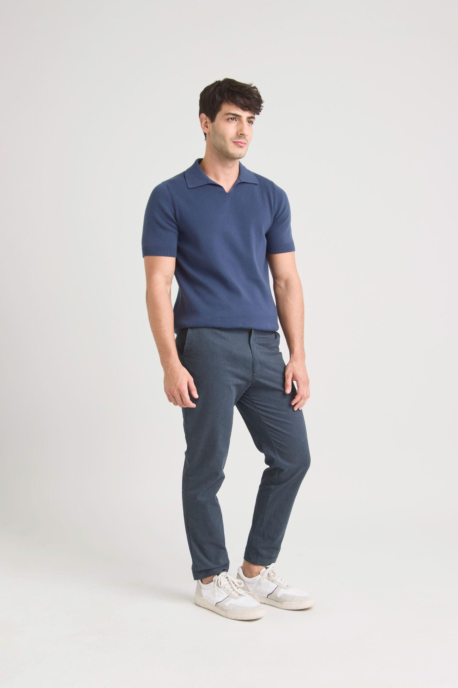 Vélez Pantalón Chad Para Hombre Acabado Soft Azul Oscuro-2