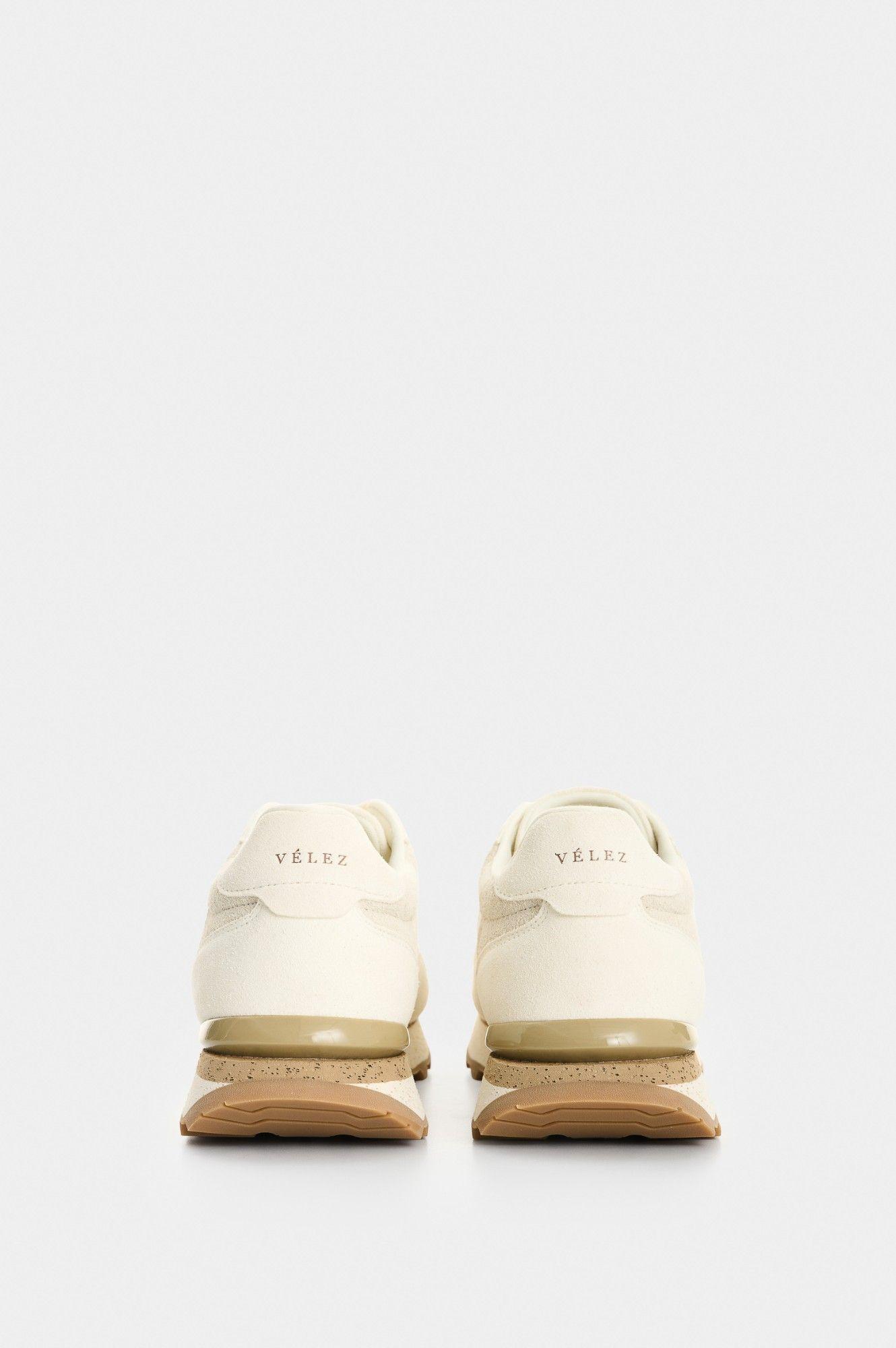 Vélez Zapatilla Tenis Cuero Carnaza Mujer Sahara Blanco-2