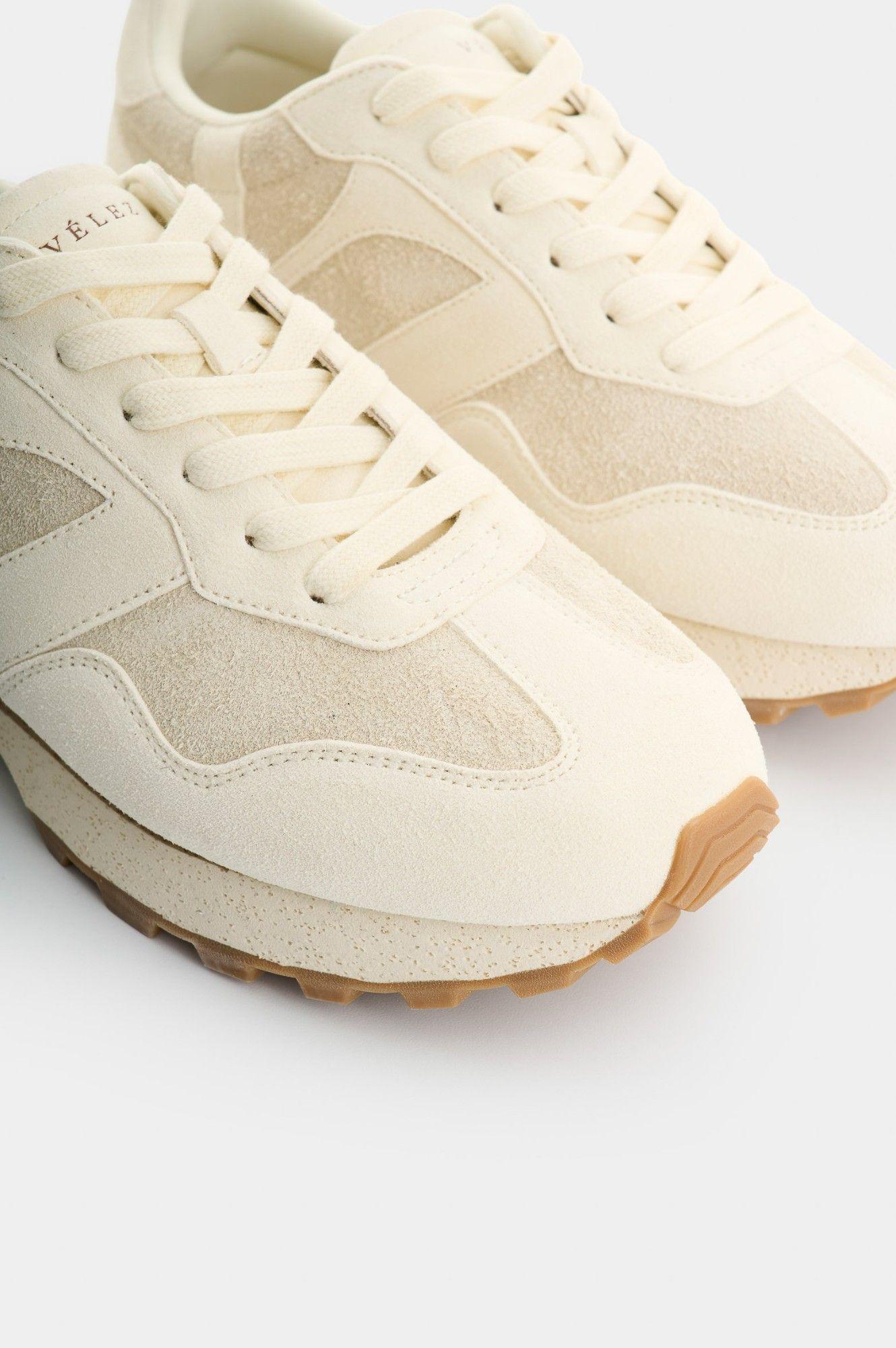 Vélez Zapatilla Tenis Cuero Carnaza Mujer Sahara Blanco-4