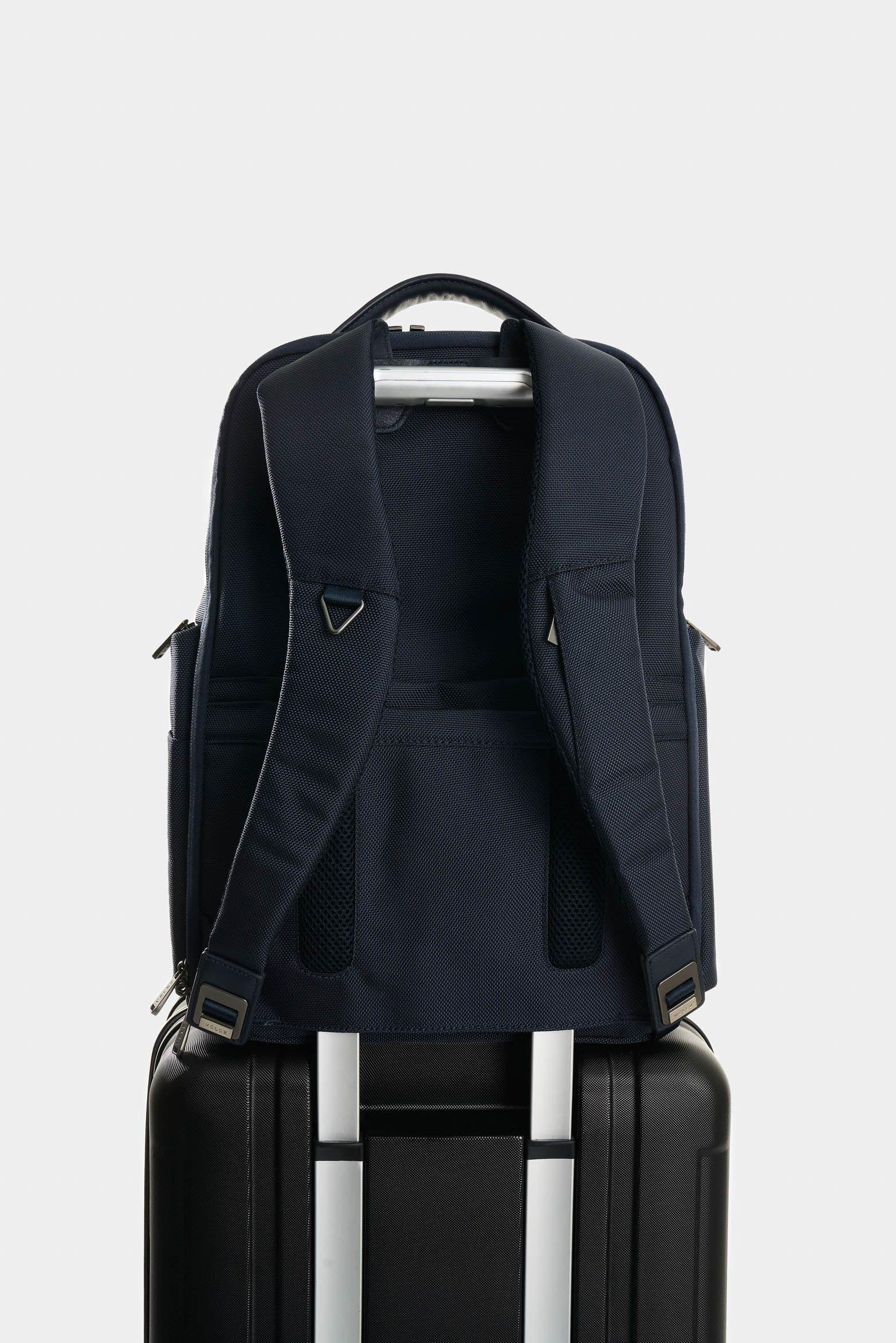 Vélez Mochila Security Lona Hombre Cuero Azul Oscuro-2