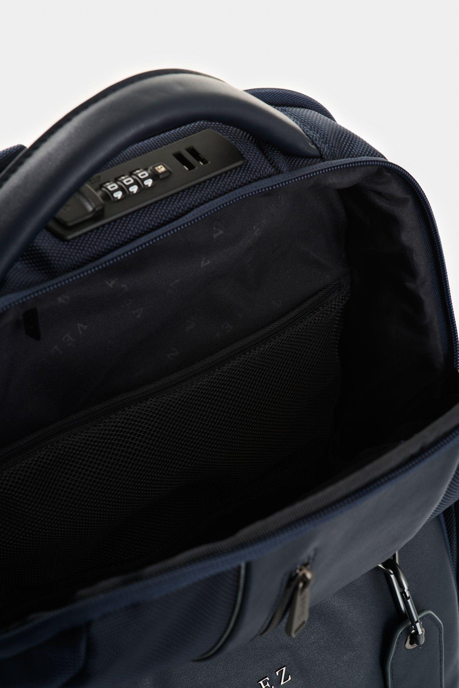Vélez Mochila Security Lona Hombre Cuero Azul Oscuro-4