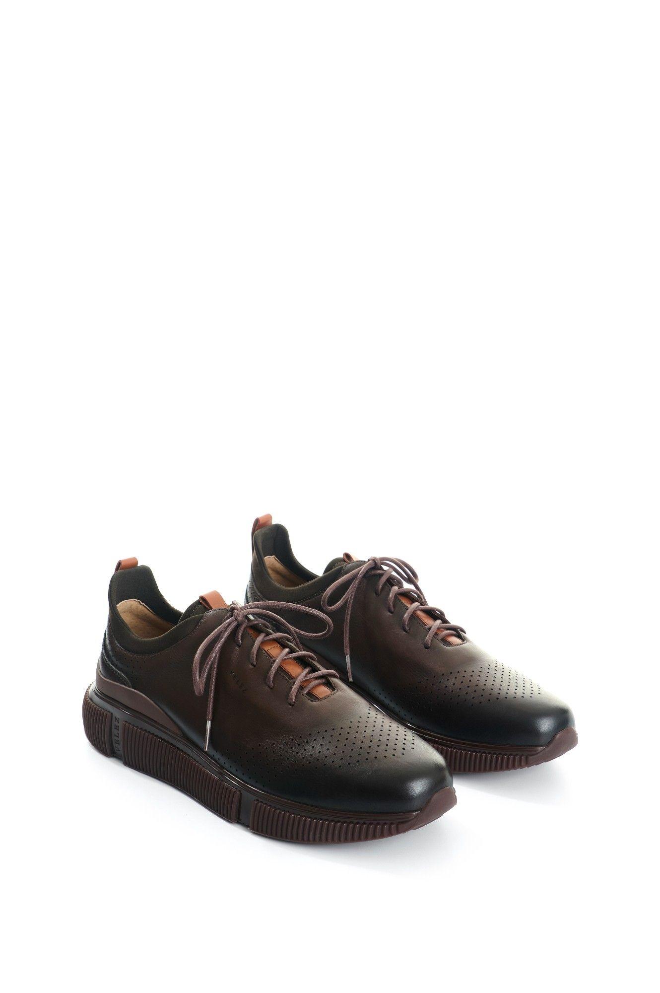 Vélez Zapatos De Cordón Cuero Hombre Aria Café-1