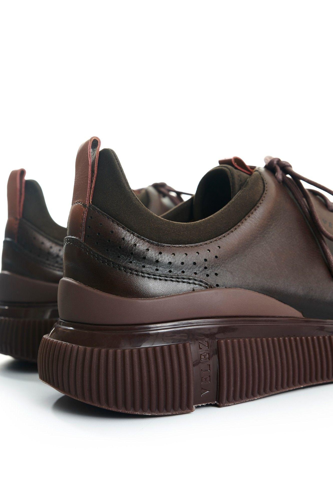 Vélez Zapatos De Cordón Cuero Hombre Aria Café-4