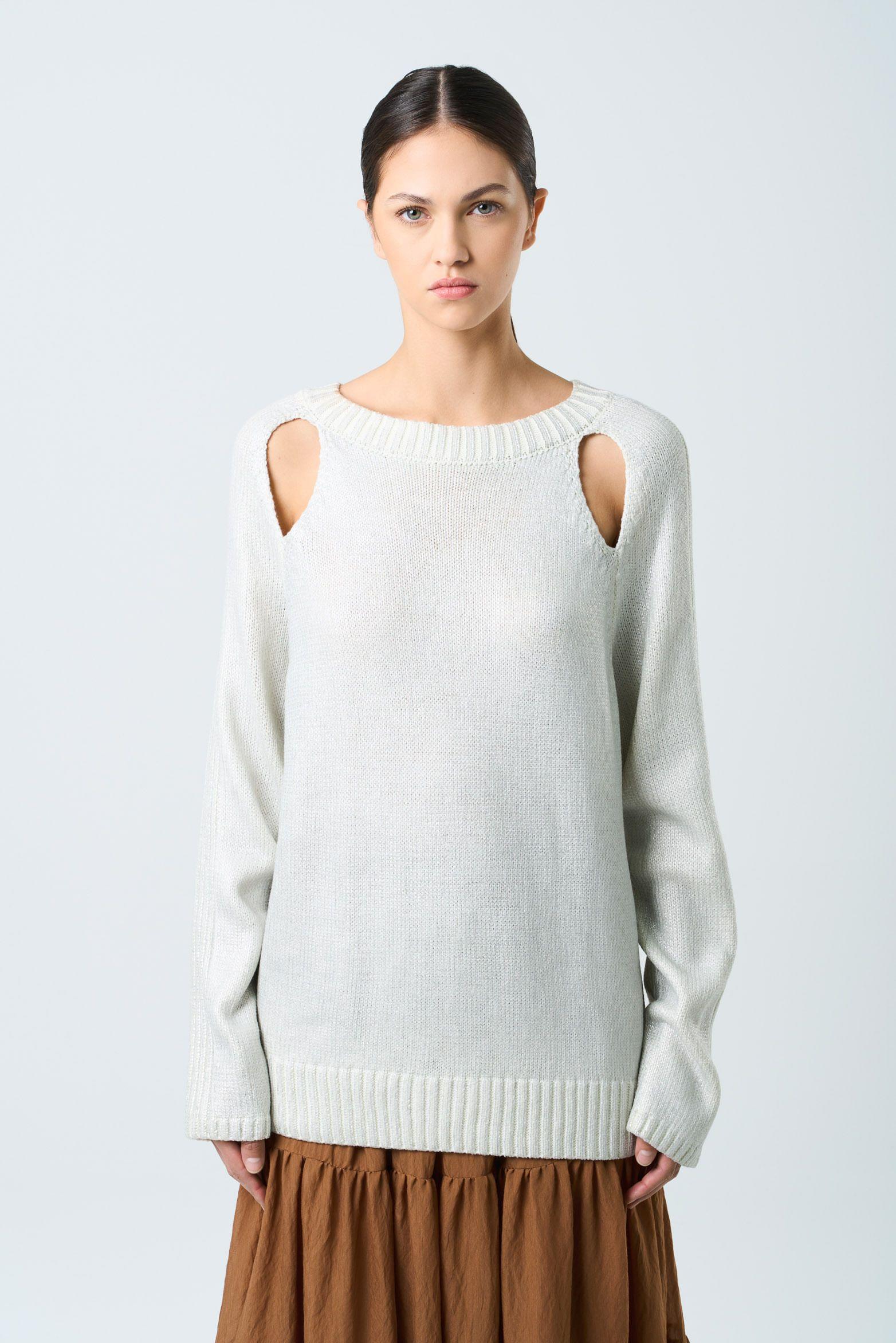 Vélez Sweater Star En Tejido Rectilíneo Para Mujer Crema-0