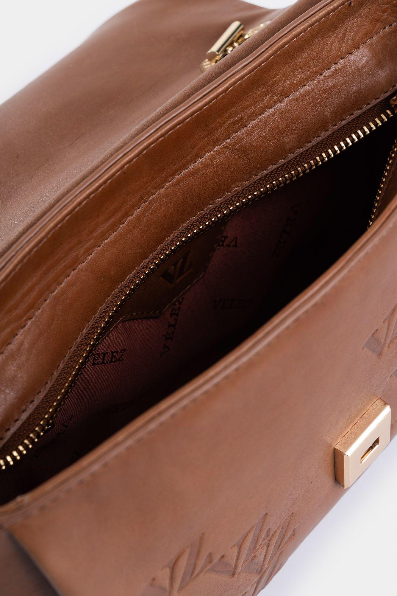 Vélez Cartera Lili 3.0 De Cuero Para Mujer Cadena Miel-4