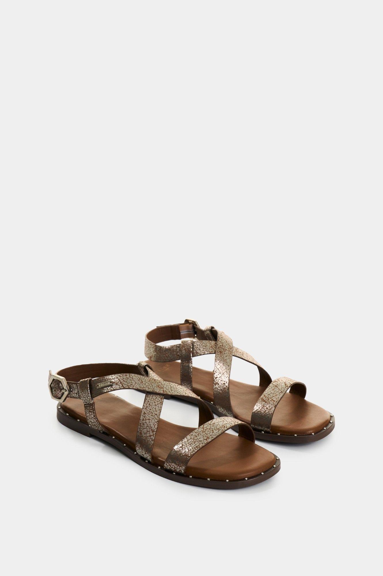 Vélez Sandalia Plana Cuero Mujer Cove Plata-1
