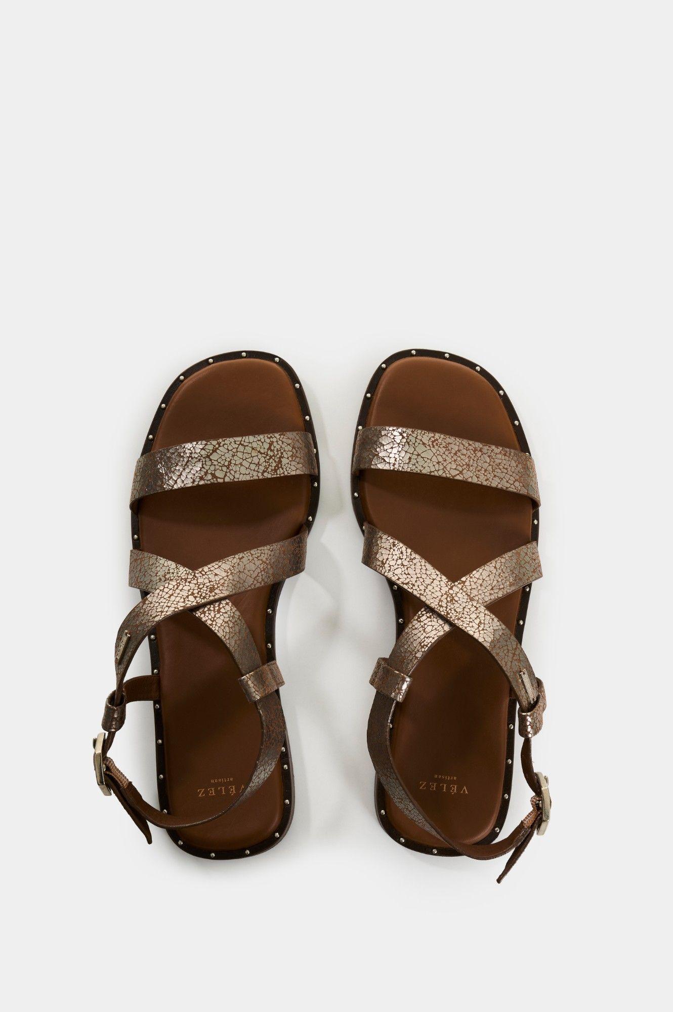 Vélez Sandalia Plana Cuero Mujer Cove Plata-3