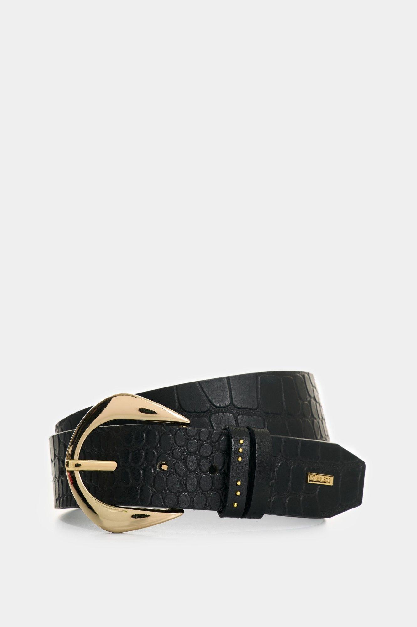 Vélez Cinturón Unifaz De Cuero Para Mujer Astra Negro-0