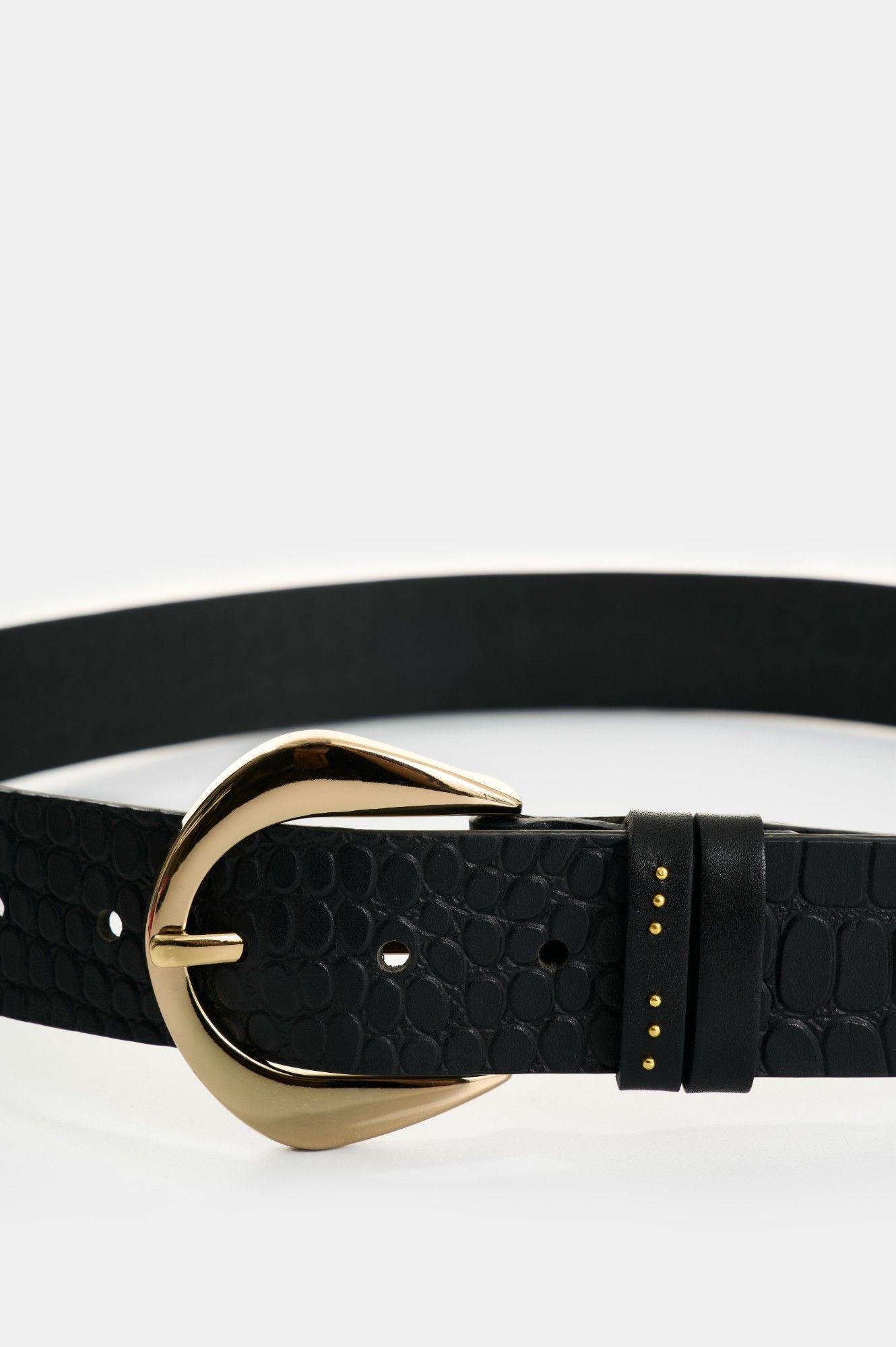 Vélez Cinturón Unifaz De Cuero Para Mujer Astra Negro-3