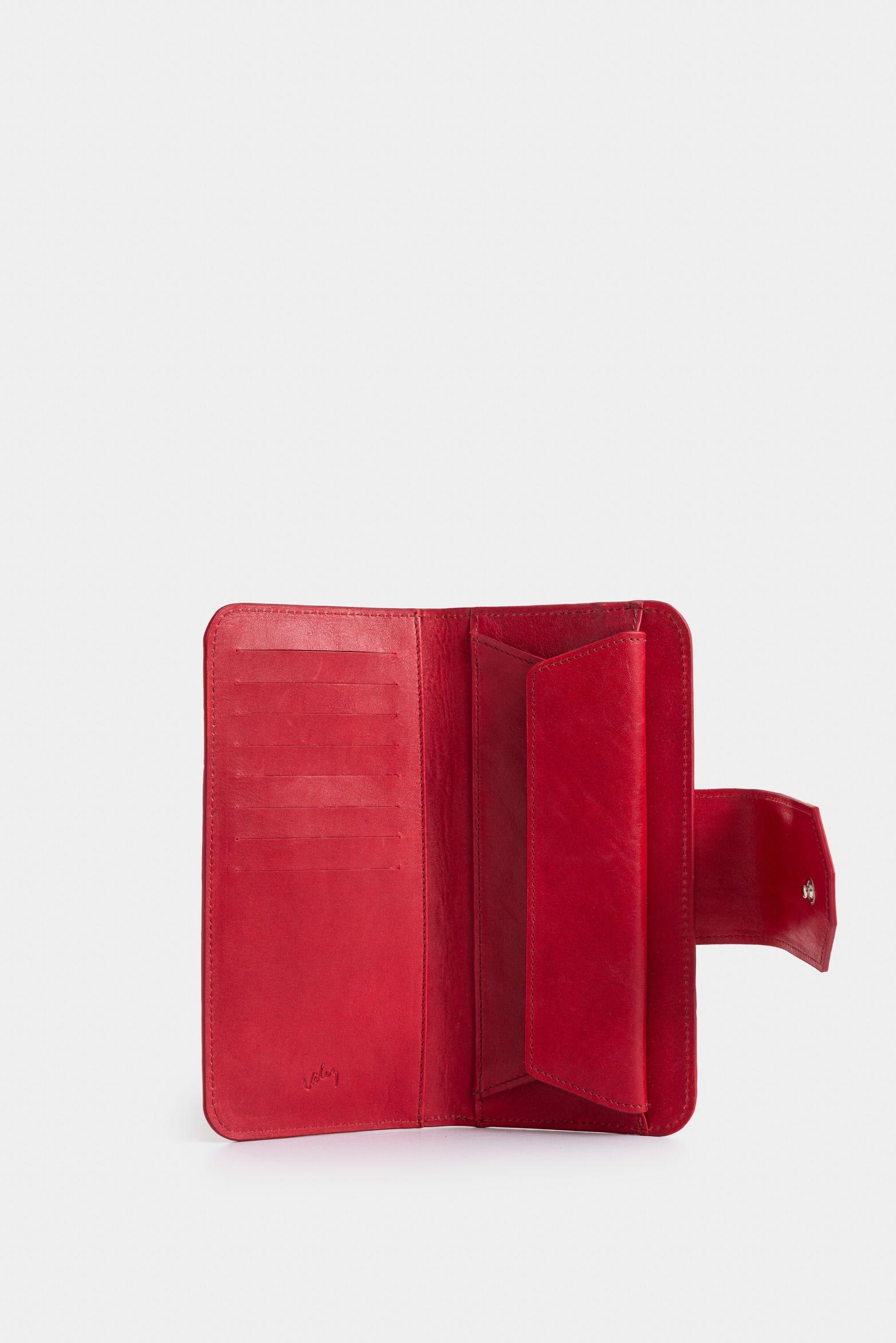 Vélez Billetera Porta Chequera Extravaganza Cuero Mujer Rojo-1