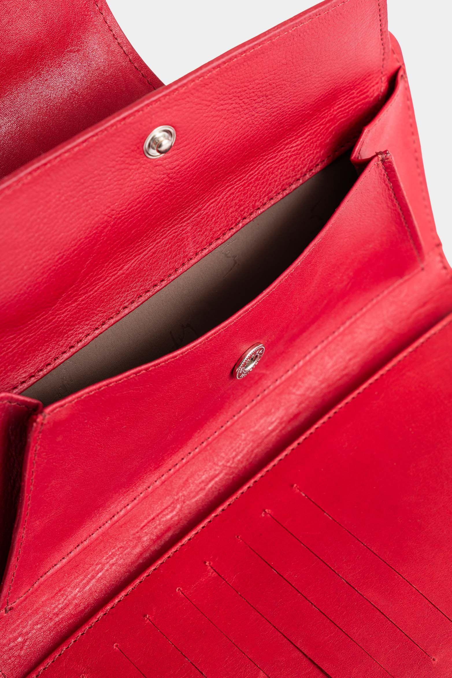 Vélez Billetera Porta Chequera Extravaganza Cuero Mujer Rojo-4