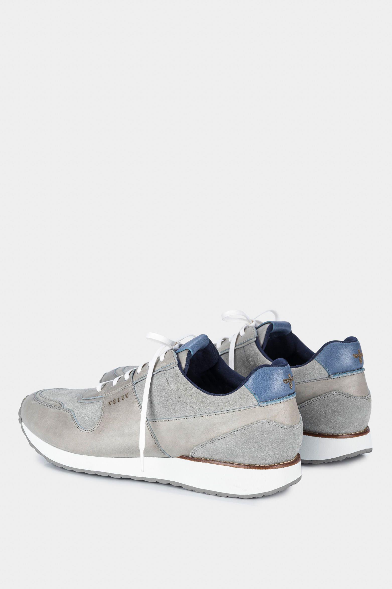 Vélez Zapatillas Pumbra Cuero Liso Y Gamuzado Hombre Gris-2