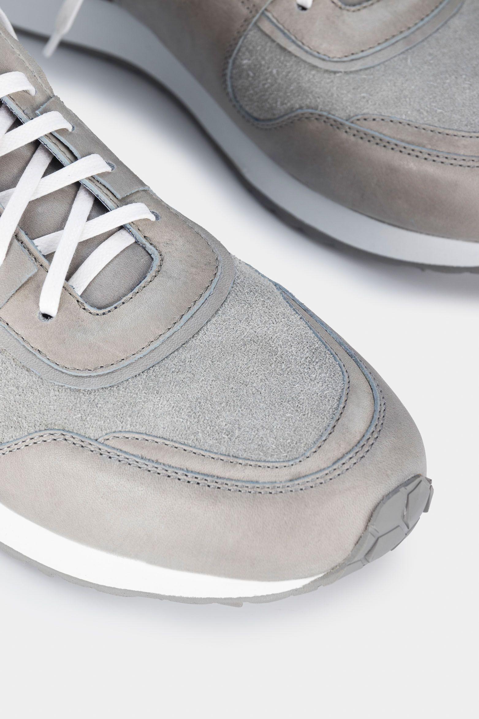 Vélez Zapatillas Pumbra Cuero Liso Y Gamuzado Hombre Gris-3