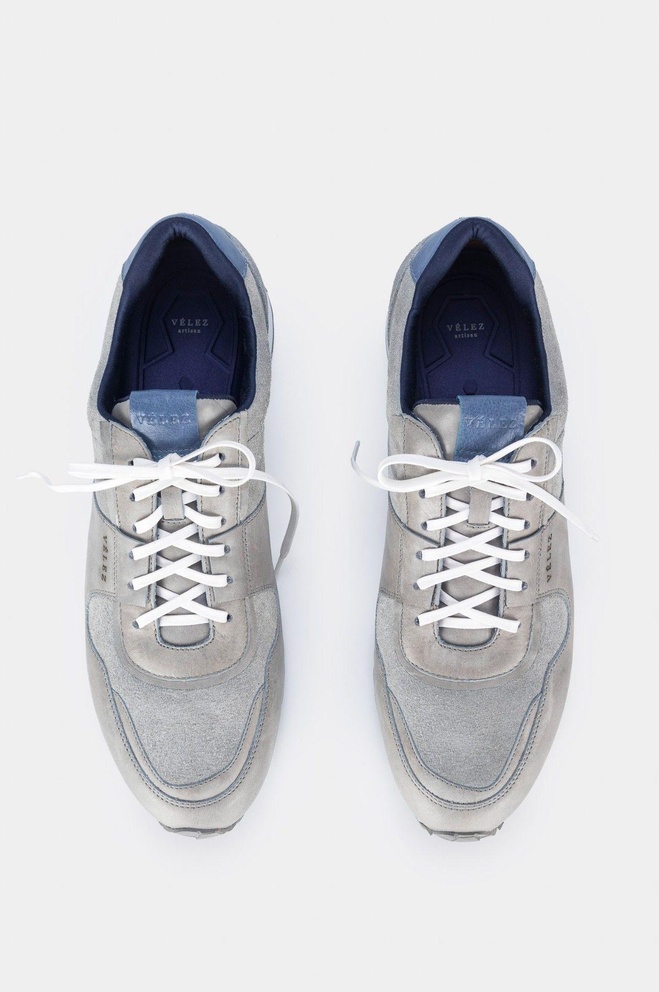 Vélez Zapatillas Pumbra Cuero Liso Y Gamuzado Hombre Gris-3