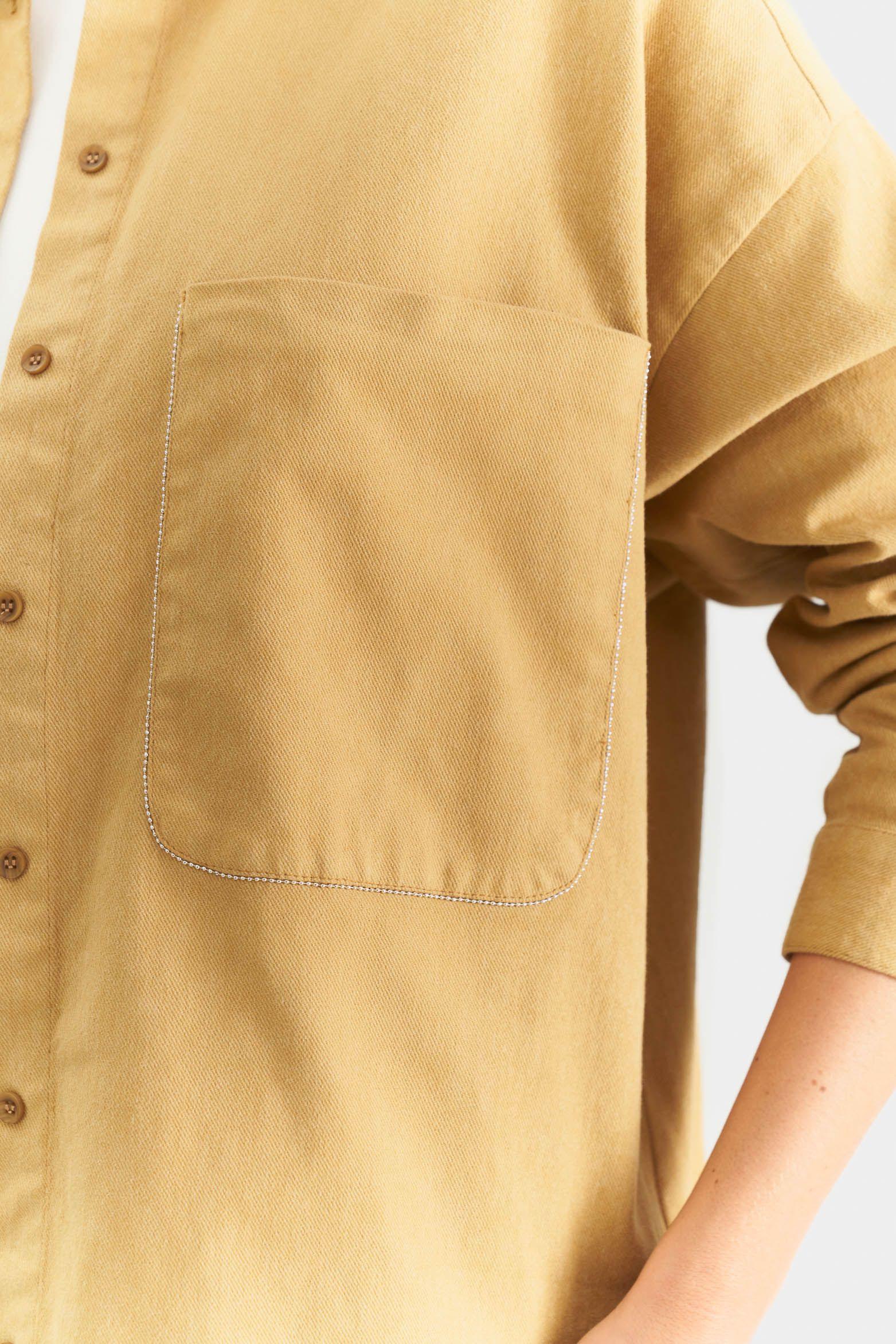 Vélez Camisa Avellano Manga Larga Oversized Para Mujer Miel-3