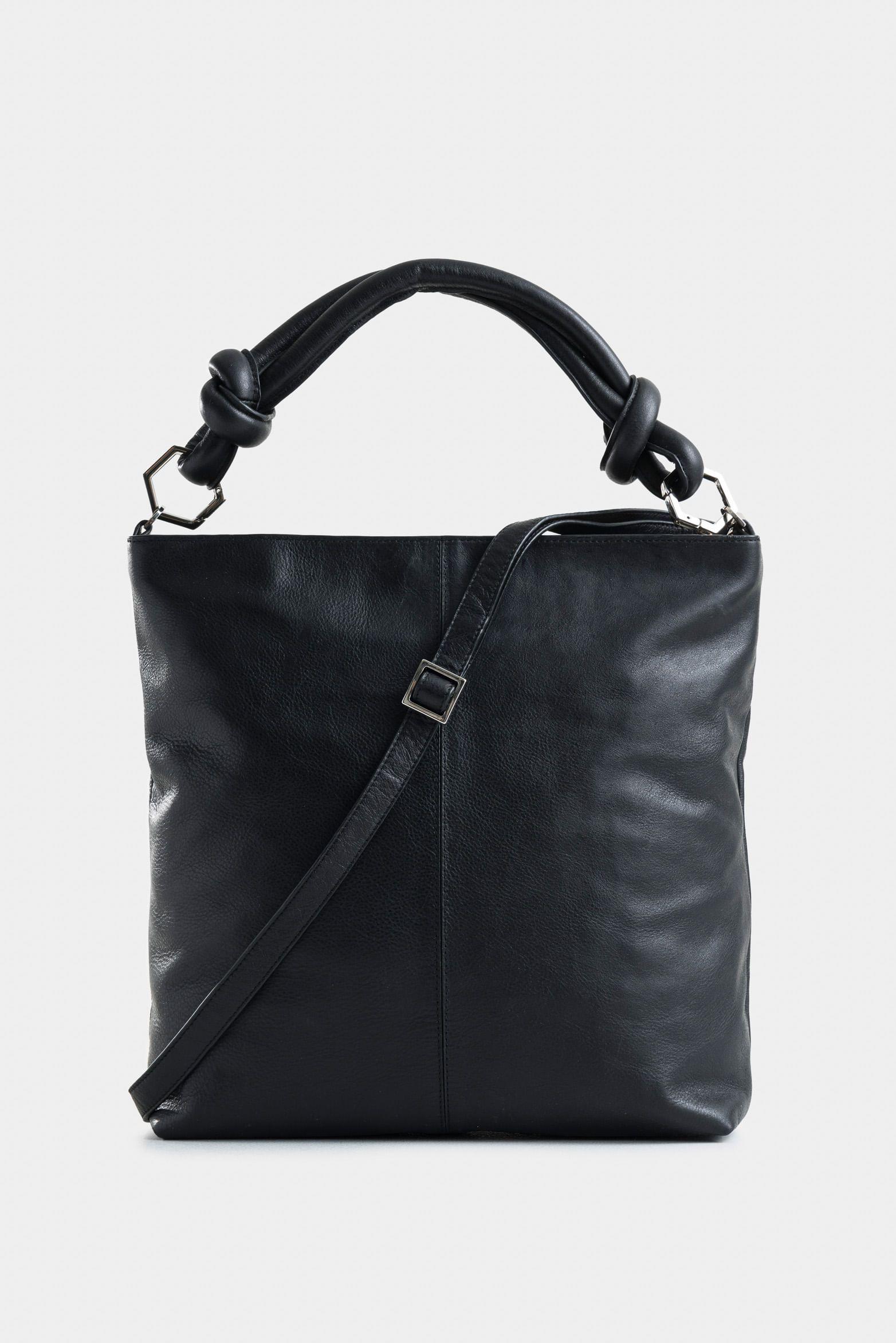 Vélez Shopping Alba De Cuero Mujer Detalle Anudado Negro-2