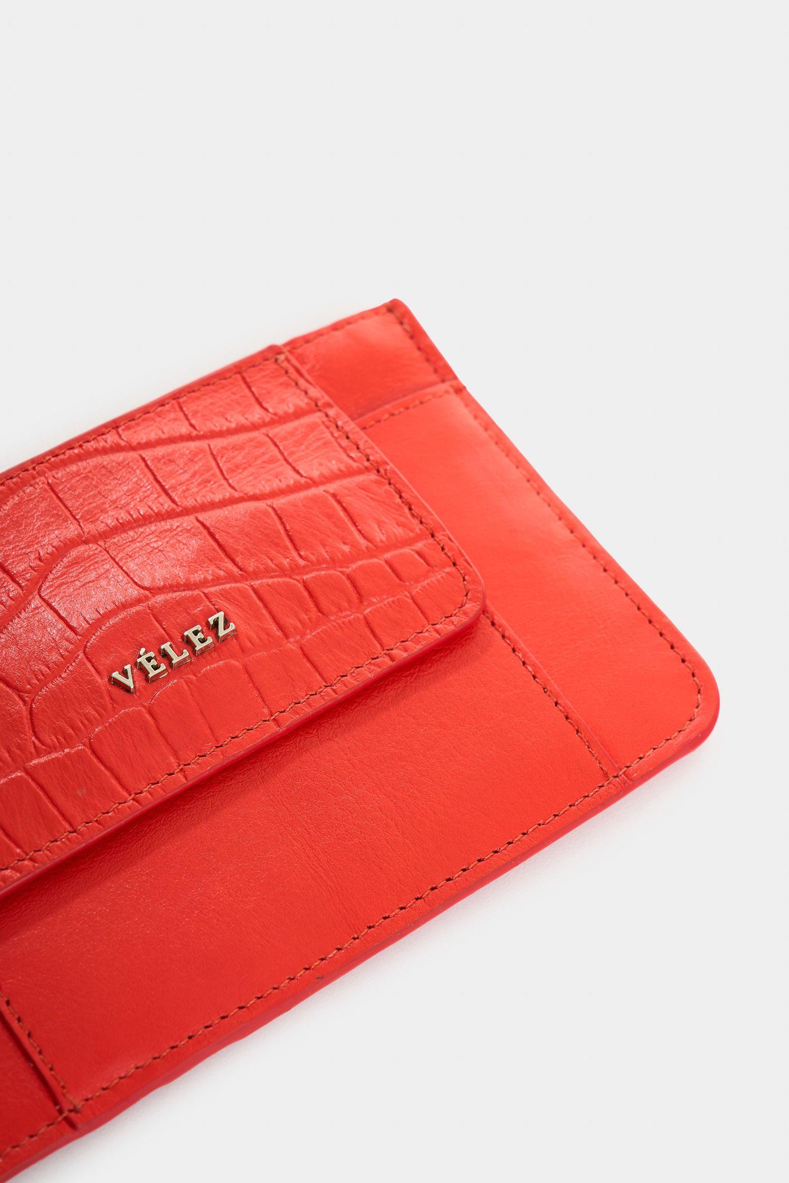 Vélez Porta Documentos De Cuero Para Mujer Aventurina Rojo-3