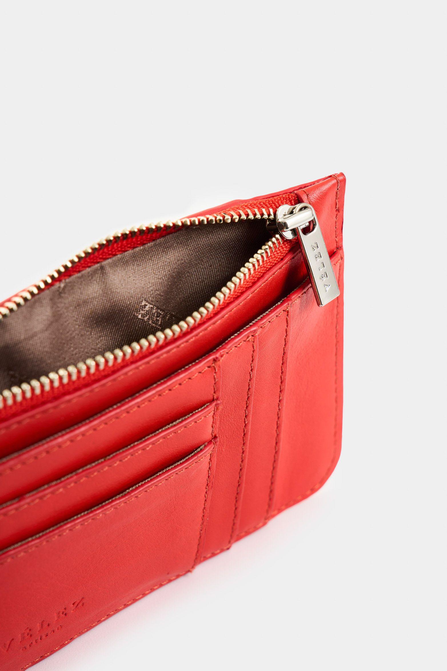 Vélez Porta Documentos De Cuero Para Mujer Aventurina Rojo-4