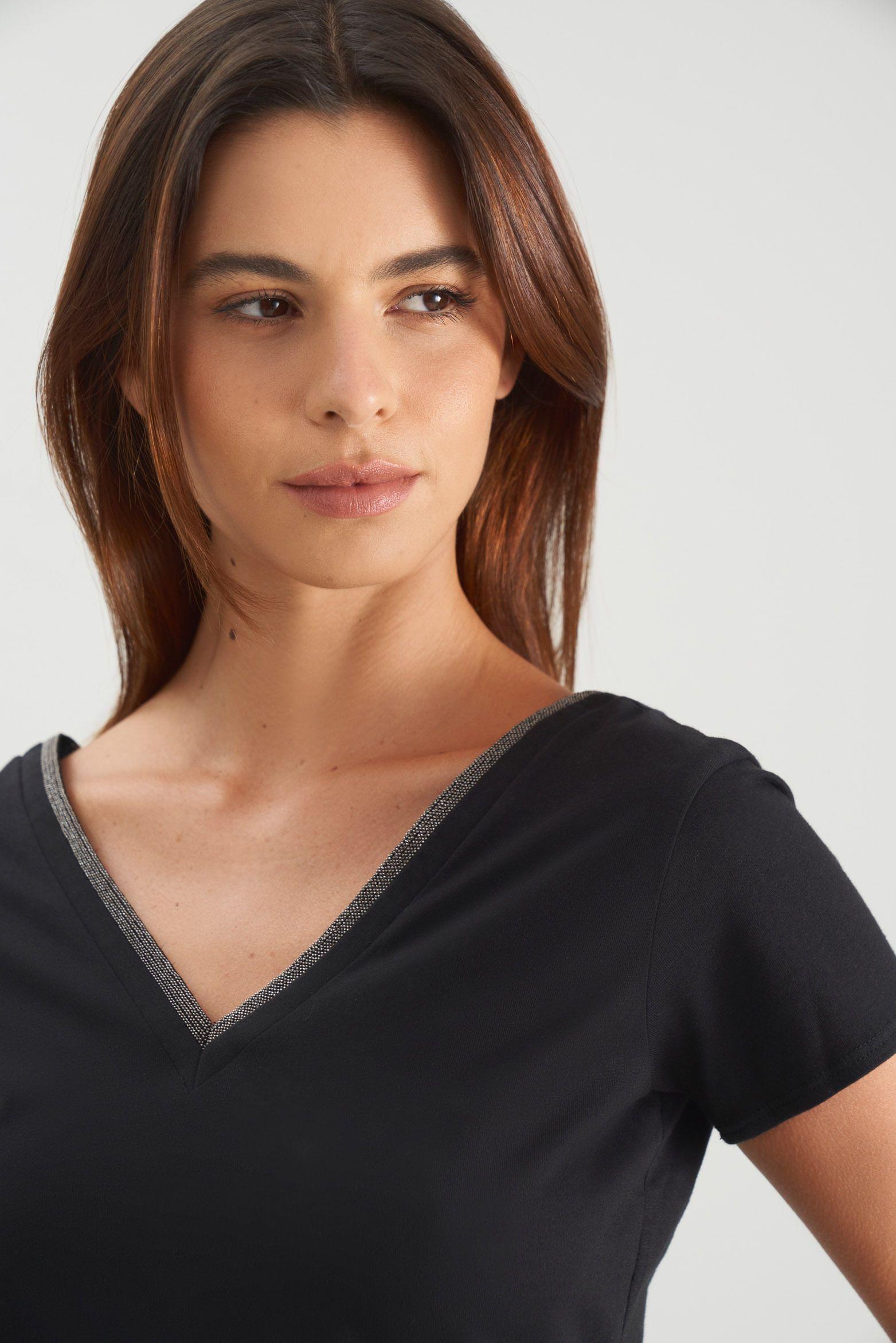 Vélez Polera Básica Mujer Millaré Metálico corativo Negro-1