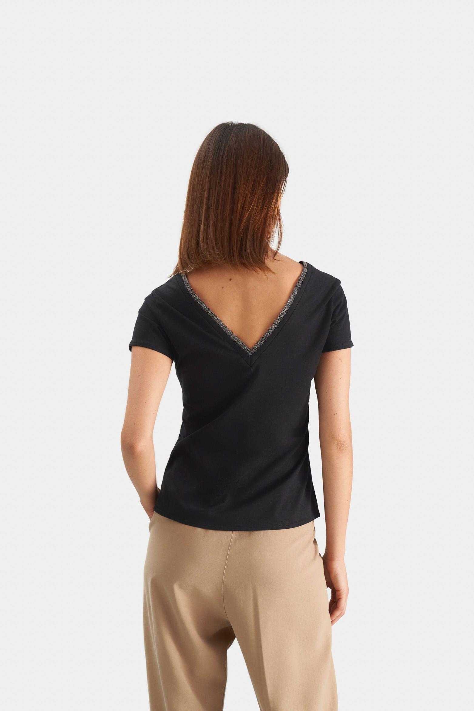 Vélez Polera Básica Mujer Millaré Metálico corativo Negro-4