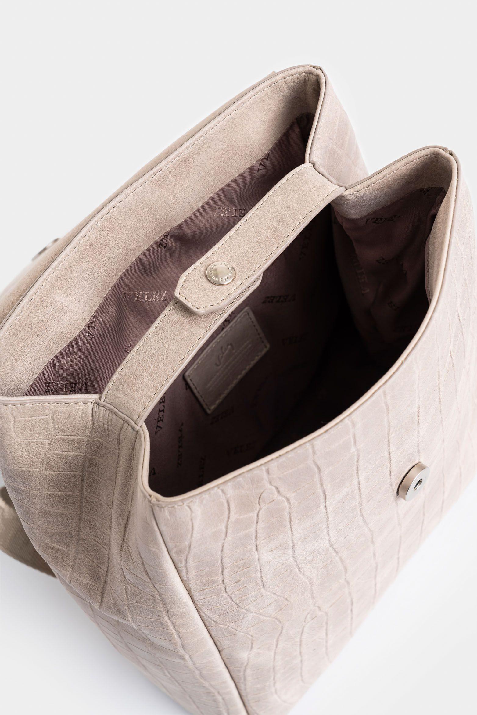 Vélez Mochila Corina 2 De Cuero  Mujer Detalle Grabado Arena-4