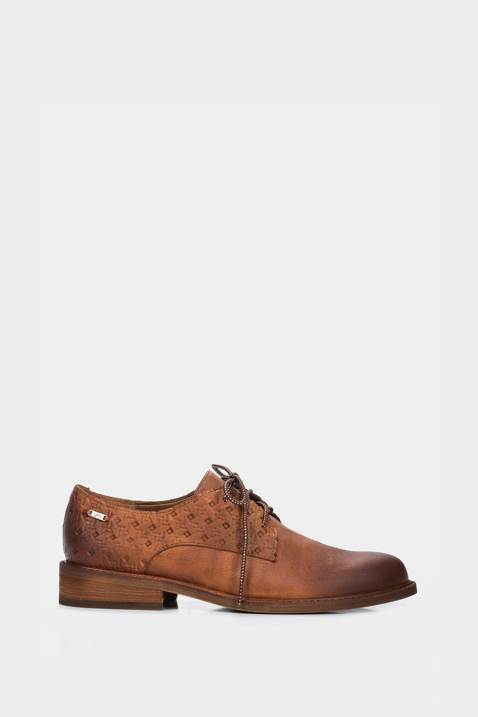 Vélez Zapatos Cordón Randy De Cuero Para Mujer Grabados Miel-0