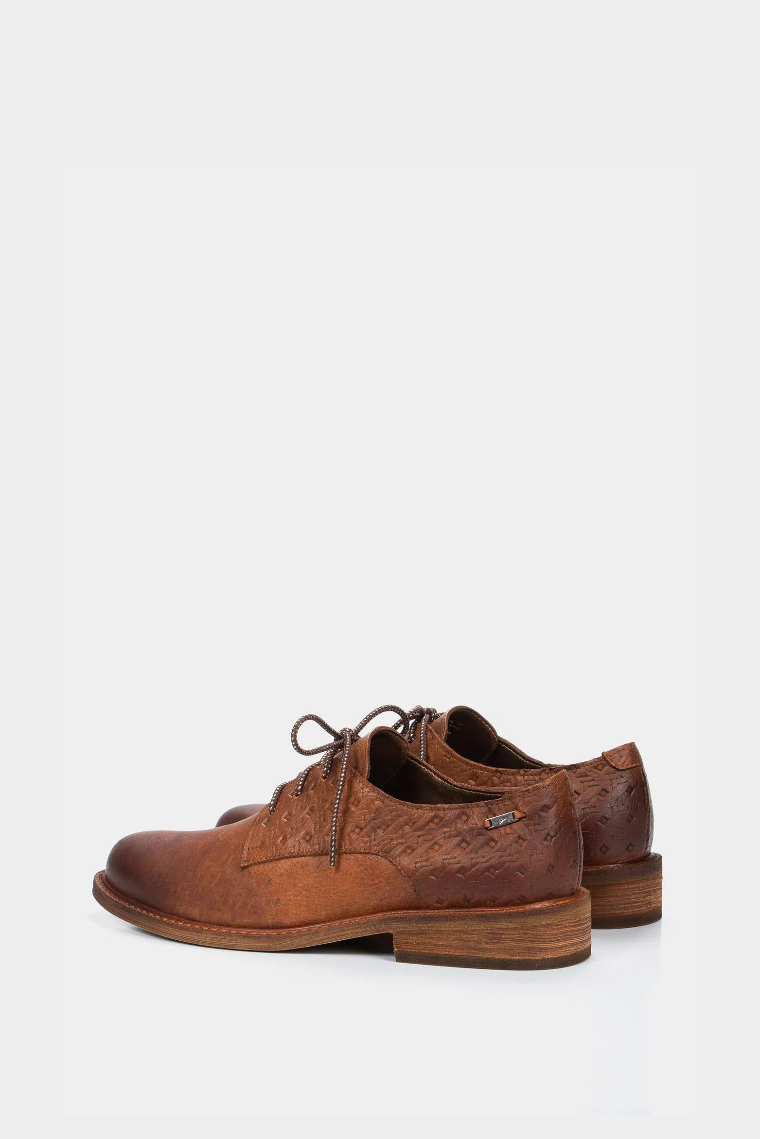 Vélez Zapatos Cordón Randy De Cuero Para Mujer Grabados Miel-2