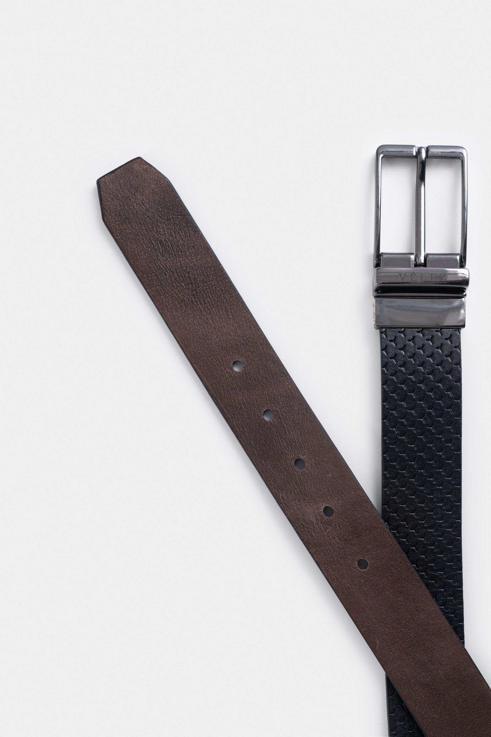 Vélez Cinturón Reversible Pavia Cuero Hombre Negro-2