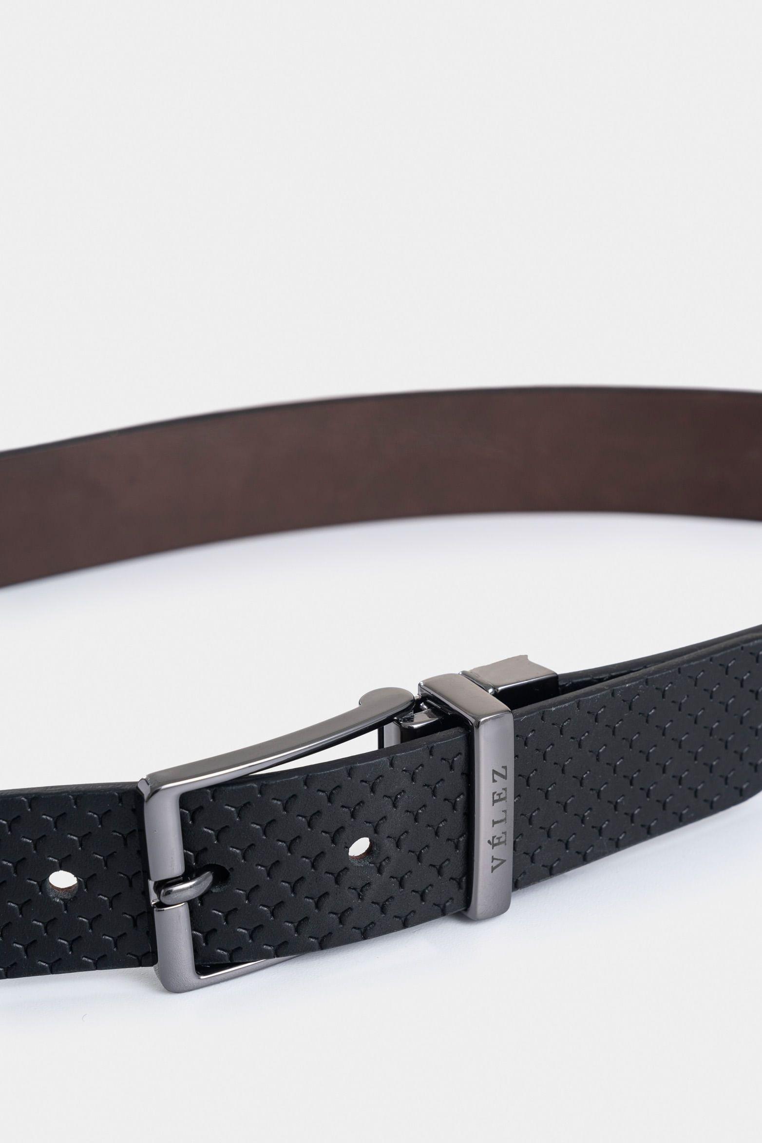 Vélez Cinturón Reversible Pavia Cuero Hombre Negro-3