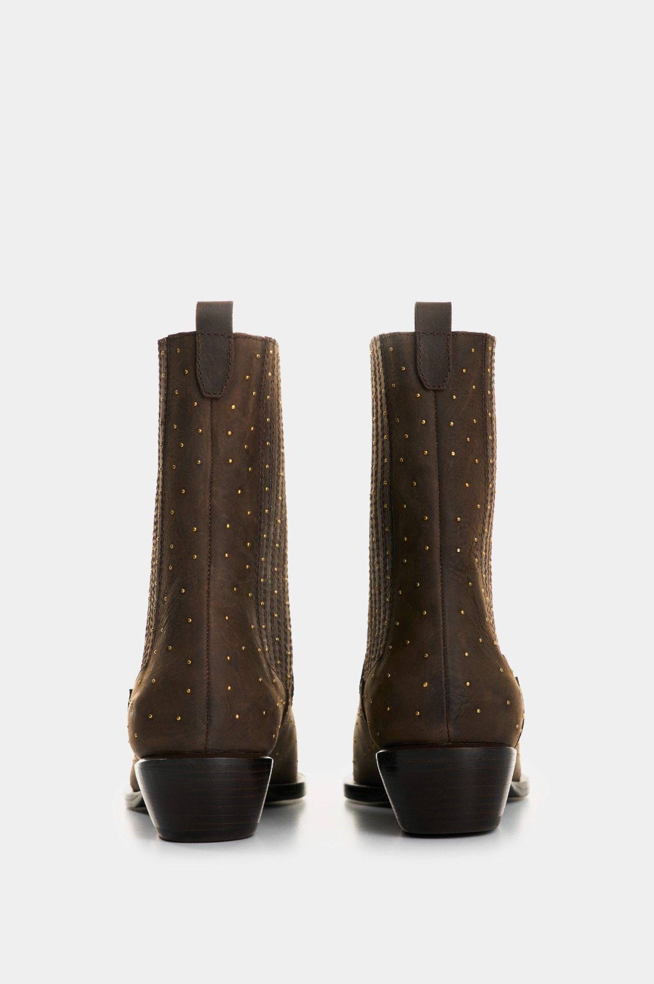 Vélez Botines Caña Baja Cuero Mujer Kiwa Café-2