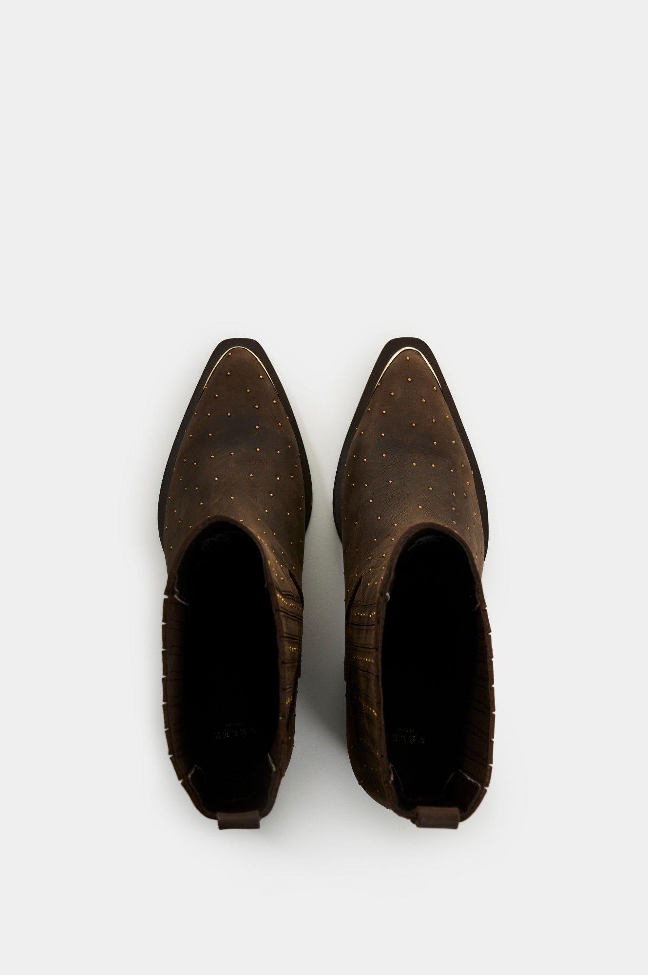 Vélez Botines Caña Baja Cuero Mujer Kiwa Café-3