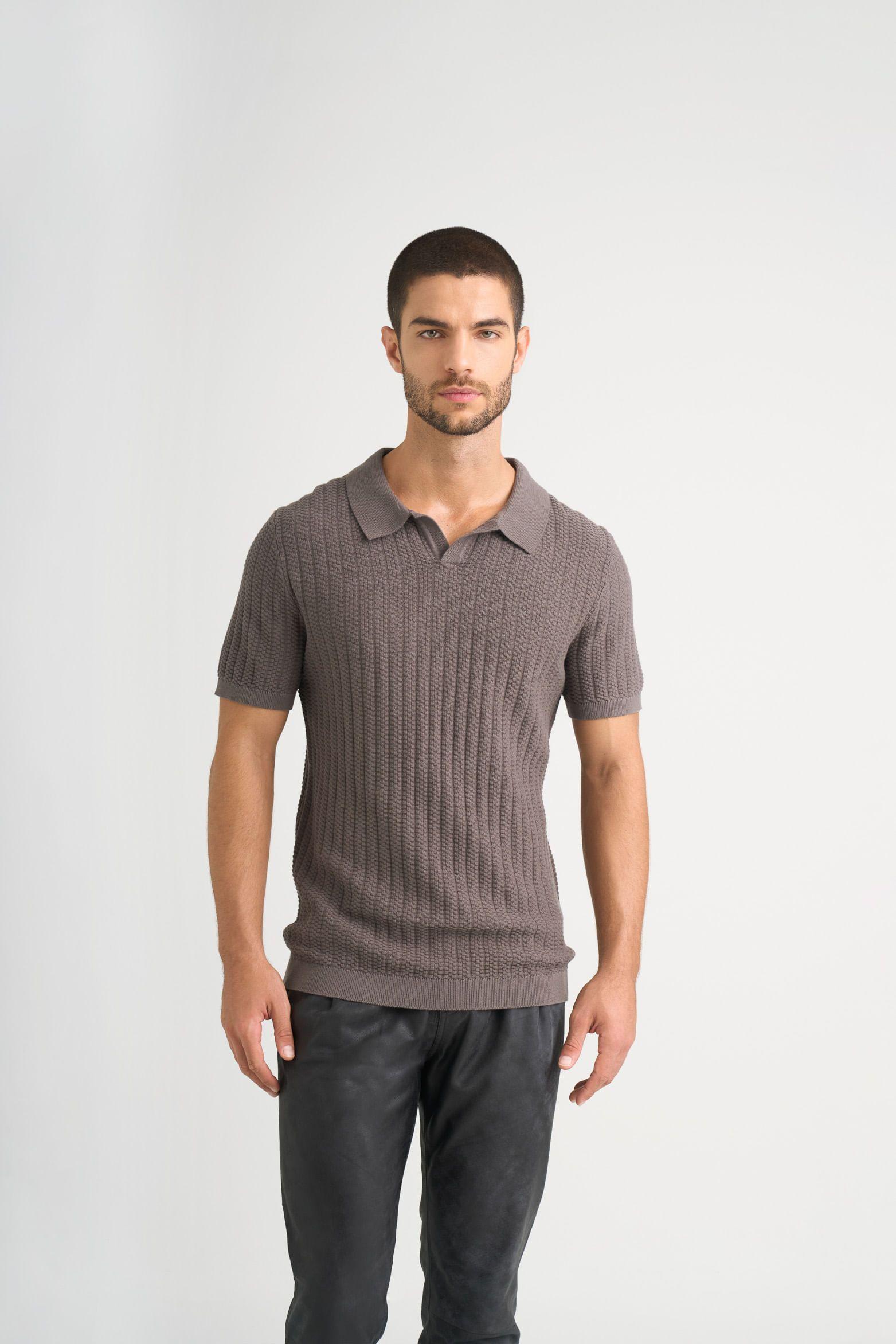 Vélez Polo Hori Tejida Para Hombre base Texturizada Gris-0