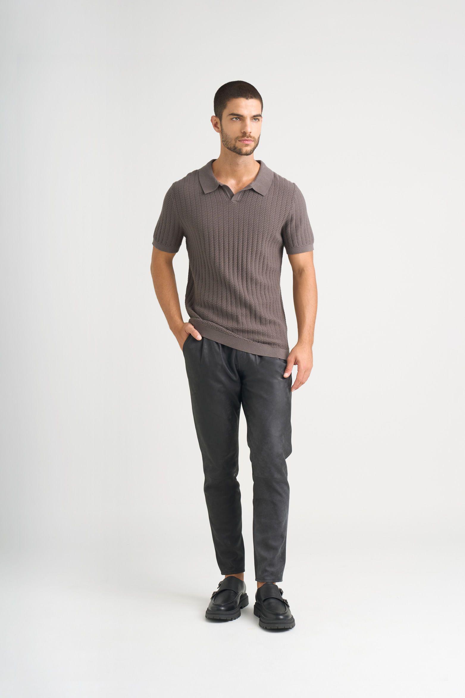 Vélez Polo Hori Tejida Para Hombre base Texturizada Gris-1