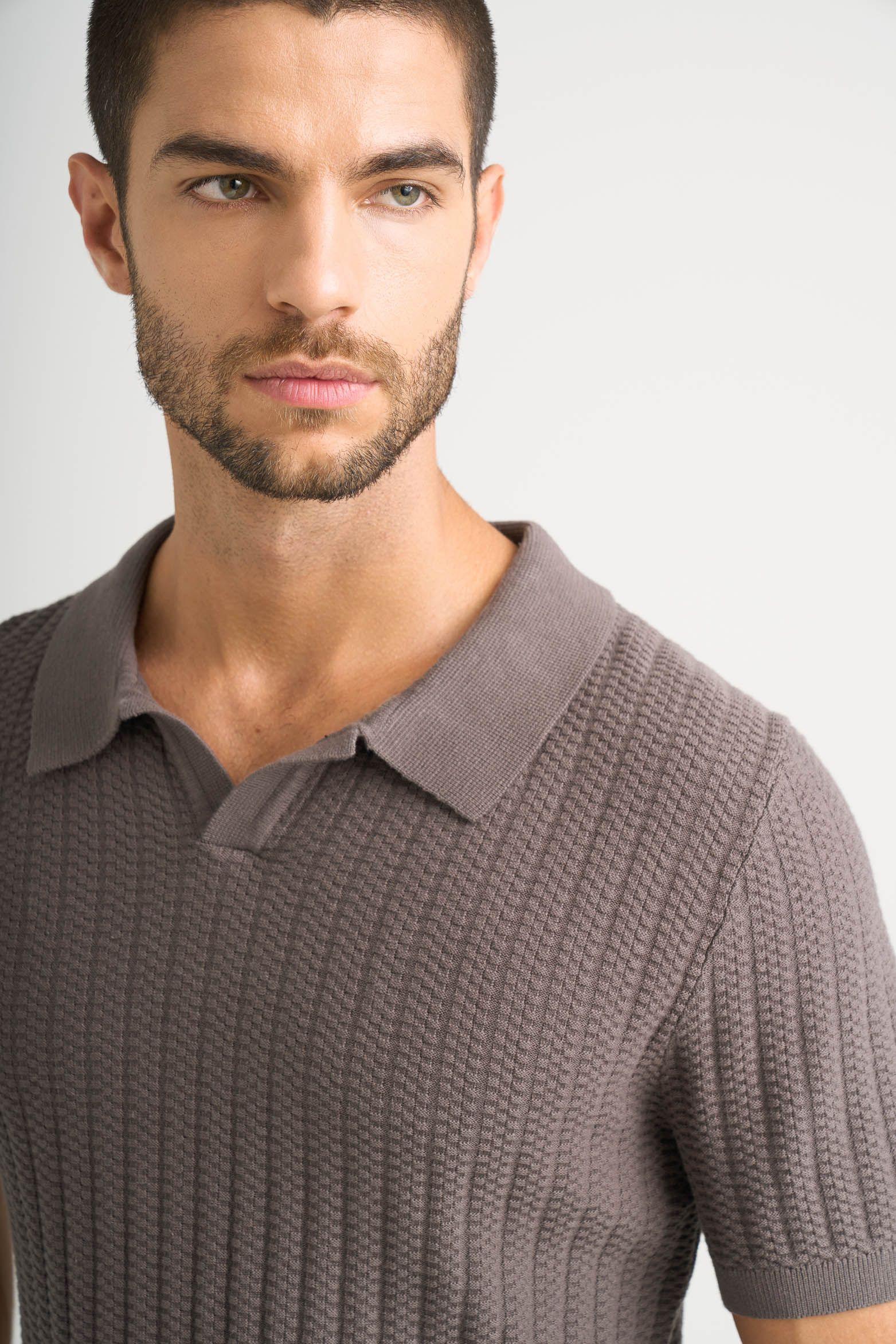 Vélez Polo Hori Tejida Para Hombre base Texturizada Gris-2