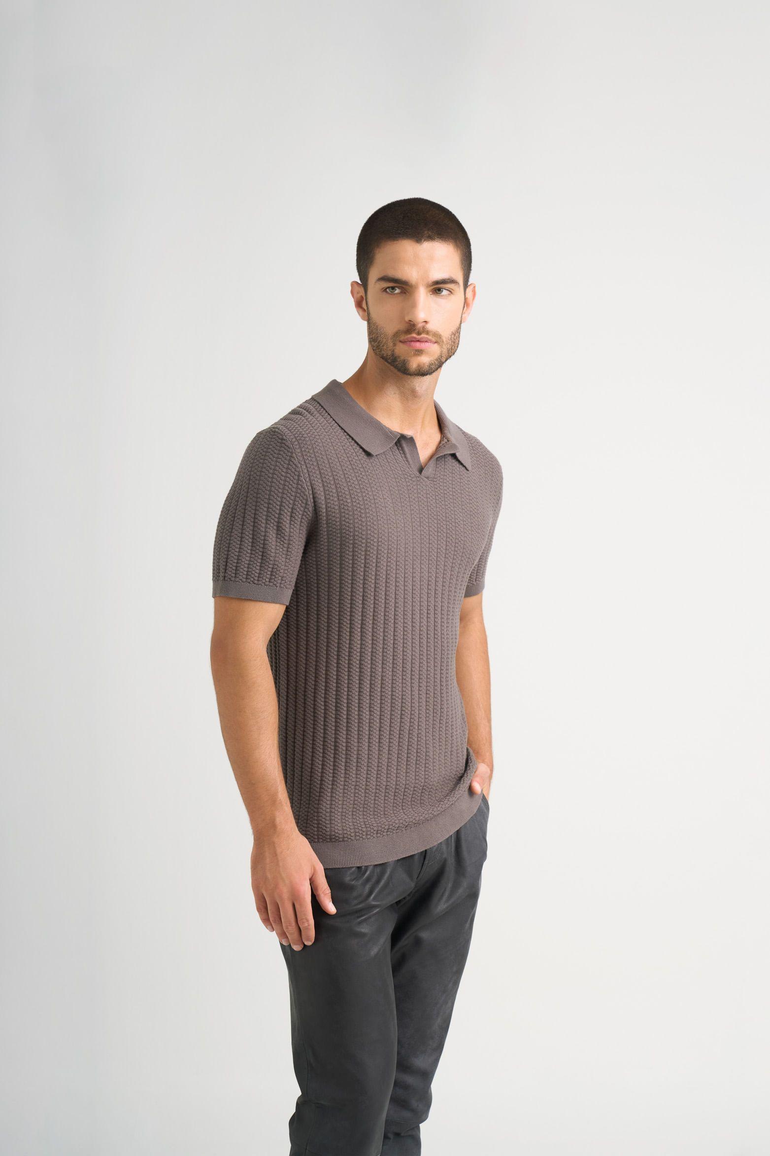 Vélez Polo Hori Tejida Para Hombre base Texturizada Gris-3