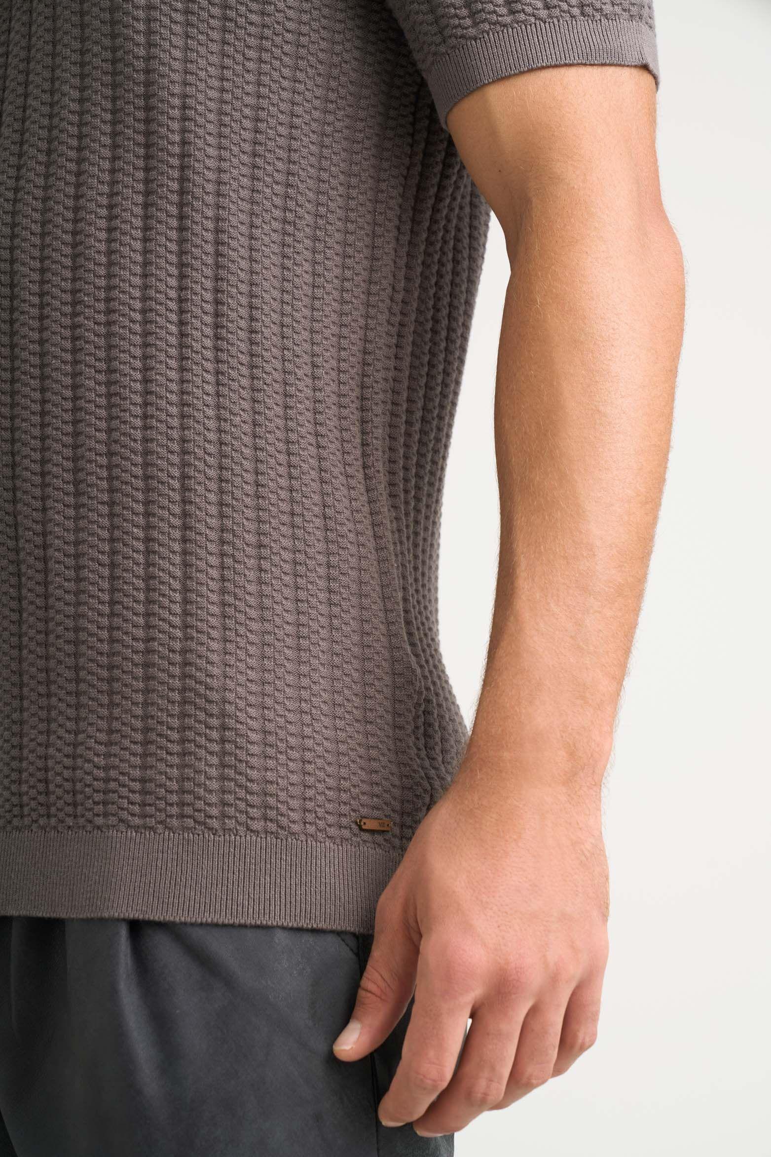 Vélez Polo Hori Tejida Para Hombre base Texturizada Gris-4