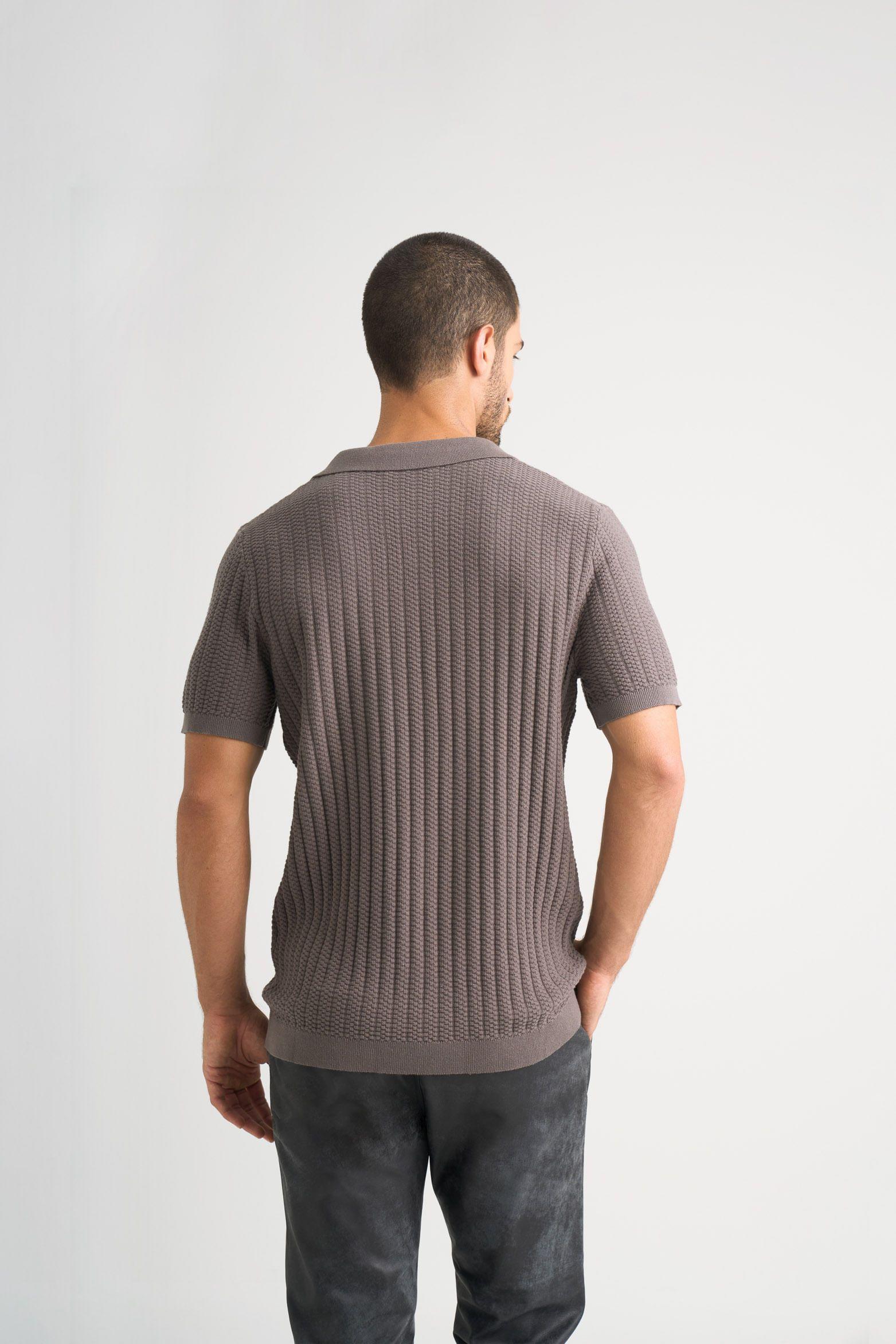 Vélez Polo Hori Tejida Para Hombre base Texturizada Gris-5